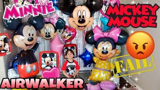 Mickey amp Minnie Mouse HUGE Airwalker Balloons keep POPPING Helium VS Air Challenge [upl. by Molly]