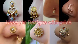 30Latest Nosepin Designs with price  big size gold stud nose pin gold nose pin collection Tanishq [upl. by Renrag]