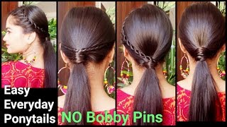 3 EASY EVERYDAY Ponytail Hairstyles for Medium to long Hair for DIWALI Indian Hairstyles [upl. by Cy395]