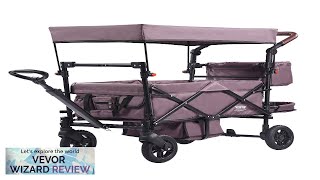 VEVOR Wagon Stroller for 2 Kids Push Pull Quad Collapsible Stroller Review [upl. by Marnia467]