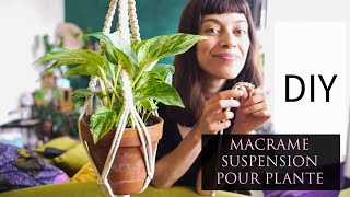 DIY MACRAME DEBUTANT  COMMENT FAIRE UNE SUSPENSION EN MACRAME POUR PLANTES  NOEUD PLAT [upl. by Trotta]