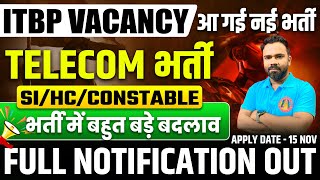 ITBP NEW VACANCY 2024  ITBP SI HC CONSTABLE AGE LIMIT EXAM PATTERN SELECTION PROCESS SYLLABUS [upl. by Enilreug]