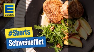 Schweinefilet Rezept  Schweinefilet mit ApfelCalvadosSoße zubereiten Shorts [upl. by Darren]