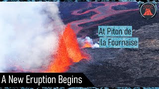 Piton de la Fournaise Volcano Eruption Update New Eruption Begins Fountains of Lava [upl. by Sihunn]