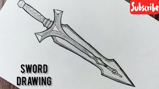 How to draw a sword easy step by step  Sword tattoo drawing [upl. by Christophe]