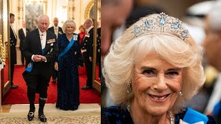 Queen Camilla’s Aquamarine Tiara Debut at the Diplomatic Reception [upl. by Suertemed]