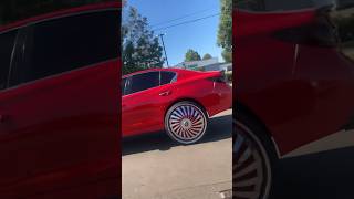 Red Infiniti Q50 on 28’s DUB Floaters Ridin [upl. by Ybbil]