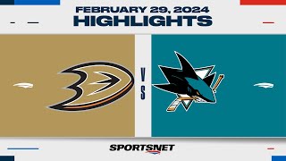 NHL Highlights  Ducks vs Sharks  February 29 2024 [upl. by Giacopo783]