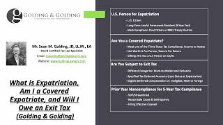 What is Expatriation Am I a Covered Expatriate an Will I Owe and Exit Tax 2024 Golding amp Golding [upl. by Rramahs591]