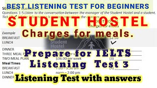 Student Hostel  Charges for meals  Prepare for IELTS LISTENING TEST 3 with answers [upl. by Ailak]