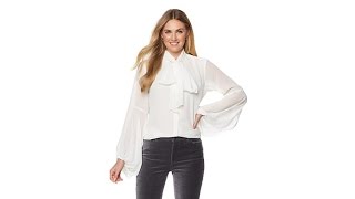 DG2 by Diane Gilman Bow Tie Chiffon Blouse [upl. by Cattier]