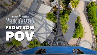 Front Row POV Jurassic World VelociCoaster  Islands of Adventure [upl. by Surtimed]