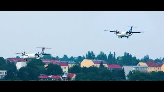 DHC8 vs ATR 72 Luxair Bombardier Dash 8 Q400 and SAS ATR72 landing at Berlin Tegel Airport [upl. by Elyse850]