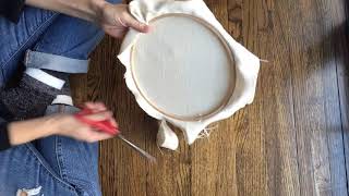 How to make a Punch Needle Frame using a wooden embroidery hoop and glue [upl. by Civ]