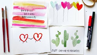 Watercolor GALentines Cards  Funny Quick and Easy [upl. by Ntsud]