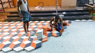 Paver Block TechnologyFantastic Diamond Design in Paver block Installation On Flooring [upl. by Also]