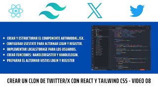 Clon de TwitterX en React y Tailwind CSS  Inicio del componente de Autenticación Video 08 [upl. by Patric541]