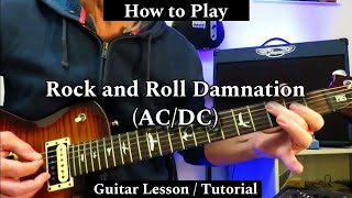 How to Play ROCK AND ROLL DAMNATION  ACDC Guitar Lesson  Tutorial [upl. by Anilahs]