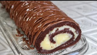 ❅ Recette de gâteau roulé chocolatcrème pâtissière ❅ Prêt à être dégustée en 30 minutes [upl. by Goldsmith466]