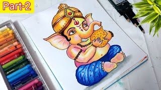 Lord Ganesha Drawing Easy Step by Step Ganesha Drawing Ganesh Drawing Oil Pastel 😍 [upl. by Deevan]