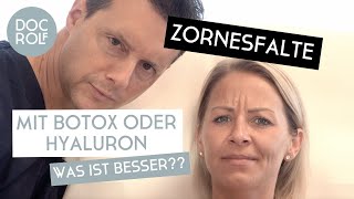 ZORNESFALTE besser mit BOTOX oder HYALURONSÄURE behandeln Dr Rolf Bartsch [upl. by Reina476]