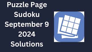 Puzzle Page Sudoku September 9 2024 Solutions [upl. by Nirtak]