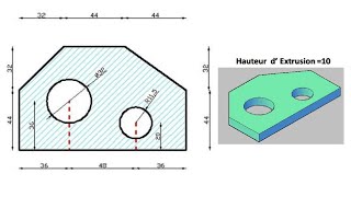 EXERCICE N°7 Comment faire le Perçage et le Chanfrein Avec le logiciel AutoCAD [upl. by Monty847]