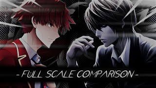 Ayanokoji vs Light Full Scale Comparison  Classroom of the elite vs Death Note [upl. by Waldos]