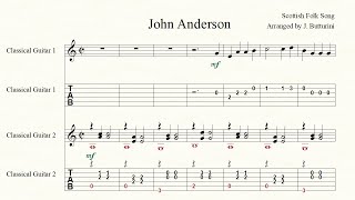 JOHN ANDERSON Scottish Folk Song arranged for two guitars with tab beginner level [upl. by Huckaby962]