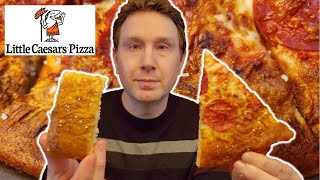 Little Caesars NEW Pretzel Crust Pizza and Pretzel PullAPart Bread Review [upl. by Airdnalahs]