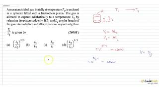 A monatomic ideal gas initially at temperature T1 is enclosed in a cylinder fitted [upl. by Mosera]