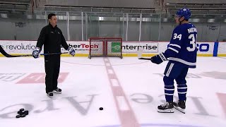 NHL Network Ice Time Auston Matthews demonstrates his snap shot [upl. by Attenauq]