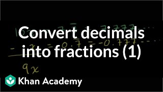 Converting repeating decimals to fractions 1  Linear equations  Algebra I  Khan Academy [upl. by Gannes]