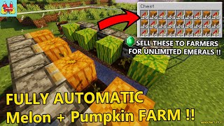 How to Build Efficient  Easy Automatic Melon Farm and Pumpkin Farm   Minecraft Farm Tutorial [upl. by Sucrad]