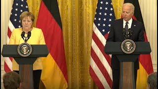 Biden “Second Largest…Longest Serving Chancellor” Biden in Joint Press Conference with Merkel [upl. by Jeb]