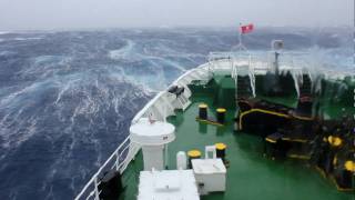 Travel  Trip 100  Antarctic Expedition  Drake Passage Storm Huge wave hits ship at 1 min 5 secs [upl. by Turmel87]