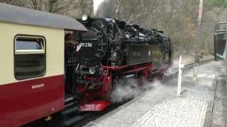 Harz Mountain Railway  Dual Departure from Eisfelder Talmühle  120412 [upl. by Noxin]