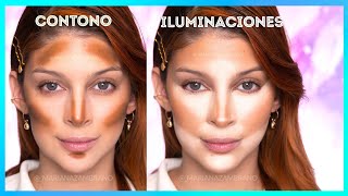 MAQUILLAJE CONTORNO E ILUMINACIÓN DEL ROSTRO PASO A PASO [upl. by Eldnar]