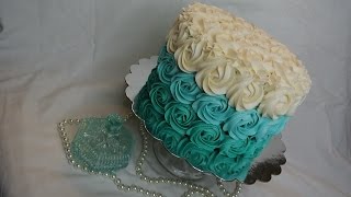 Teal Ombre Rosette Cake [upl. by Tychon68]