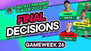 FPL GW26 FINAL TEAM SELECTION DECISIONS  TRANSFER CONFIRMED  Fantasy Premier League Tips 202324 [upl. by Owena]