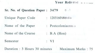 Postcolonial Literature Question Paper PYQ BA English Honours delhiuniversity du [upl. by Leemaj37]