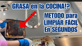 ✅GRASA EN PEGADA EN LA COCINA METODO PARA LIMPIAR LA GRASA EN SEGUNDOS como limpiar la cocina [upl. by Lemej]