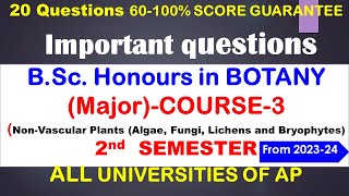 Important questions BSc Honours in BOTANY Major NonVascular Plants  2nd SEMESTER  HSR Bio [upl. by Urissa]