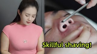 💈ASMR  Remove cuticles and whiskers from mens faces 🪒 Skillful oriental shaving [upl. by Ynar]