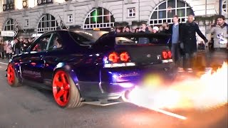 Kream Developments Nissan Skyline GTR  Burnouts Flames and LAUNCH [upl. by Eelymmij958]