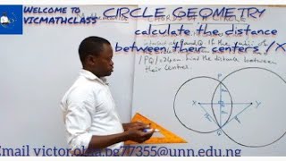 How to calculate the distance between two centers of circles intersecting at two points circlegeo [upl. by Eanel468]