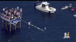 Greasy Pole competition returns to Gloucester for the first time since 2019 [upl. by Adlecirg]