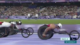 USAs Daniel Romanchuk wins mens T54 5000m New  World Record [upl. by Aniretac309]