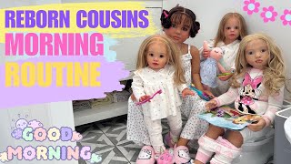 Reborn Doll ROLEPLAY Routine with FOUR Dolls 🥣🥛🪥 Morning Routine reborn roleplay dolls [upl. by Boj]