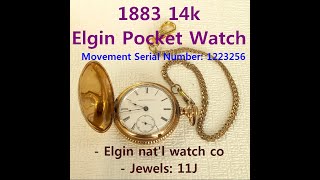 1883 14k Elgin Pocket Watch 회중시계 懷中時計 [upl. by Yrekcaz]